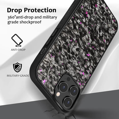 Luxury Gloss Real Carbon Fiber Armor Shockproof Cover for iPhone Case Wireless Charge Forged fiber Cover