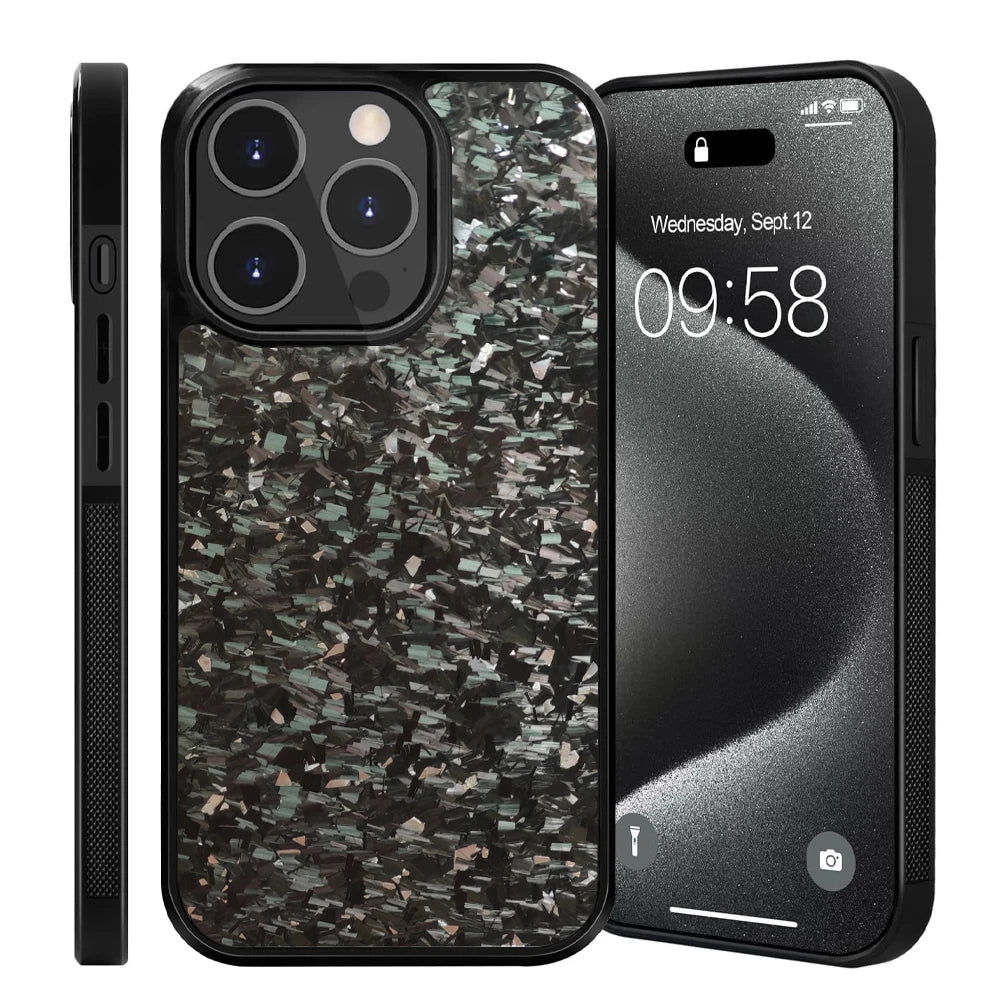 Luxury Gloss Real Carbon Fiber Armor Shockproof Cover for iPhone Case Wireless Charge Forged fiber Cover