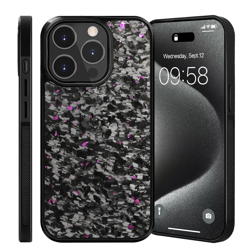 Luxury Gloss Real Carbon Fiber Armor Shockproof Cover for iPhone Case Wireless Charge Forged fiber Cover